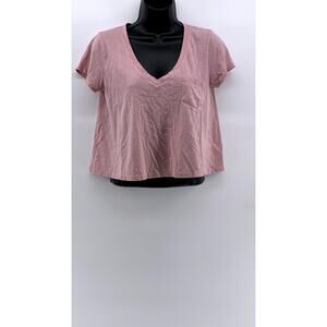 CURIOUS GYPSY Women's Pink V-Neck Short Sleeve T-Shirt SZ M
